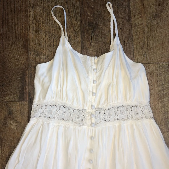 Hekka Women’s Lace Button Up Spaghetti Strap Boho Maxi Dress White L - Picture 2 of 6